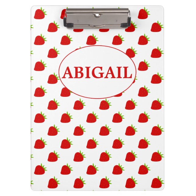Cute Strawberry Pattern | Personalised Clipboard (Front)