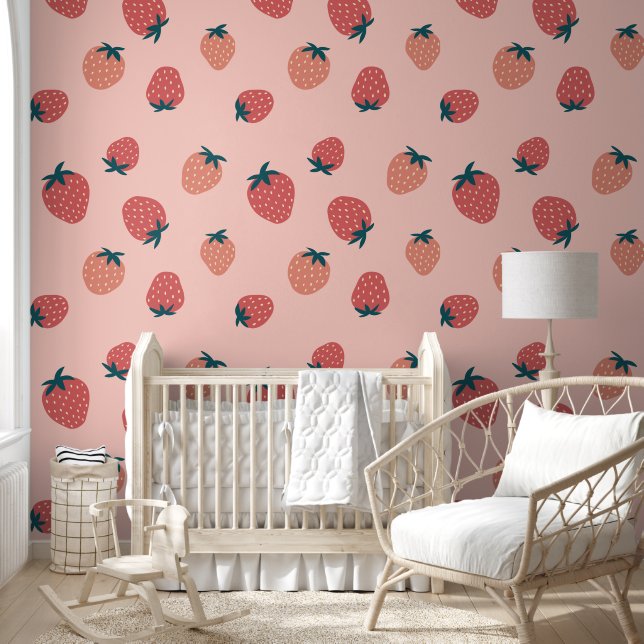 Cute Strawberry Pattern Seamless Wallpaper (Kids)