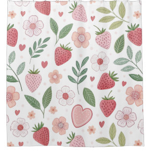 Cute Strawberry Pattern Shower Curtain