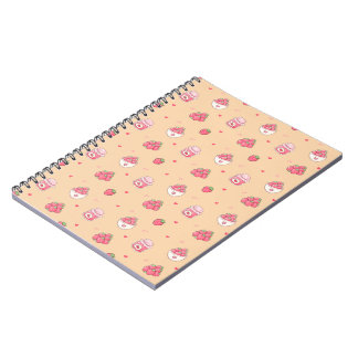 Cute Strawberry Pattern Spiral Notebook