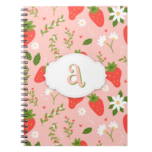 Cute Strawberry Pattern  Spiral Photo Notebook (Front)
