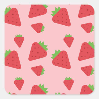 Cute Strawberry Pattern  Square Sticker