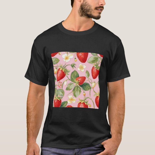 Cute Strawberry Pattern T-Shirt (Front)