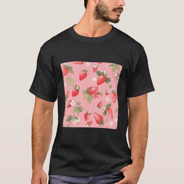 Cute Strawberry Pattern T-Shirt (Front)