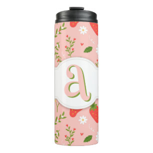 Cute Strawberry Pattern Thermal Tumbler