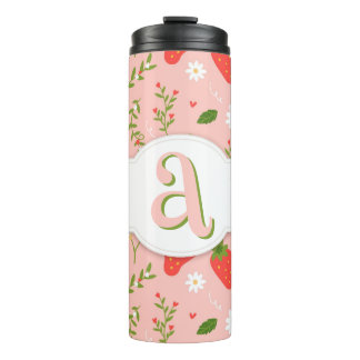 Cute Strawberry Pattern Thermal Tumbler