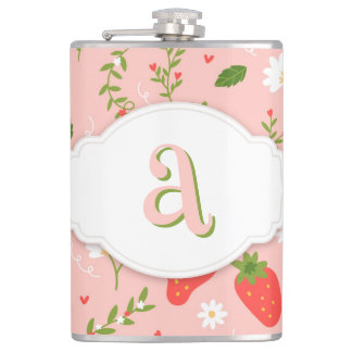 Cute Strawberry Pattern Vinyl Wrapped Flask