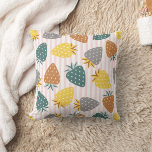 Cute Strawberry Pattern Watercolor Cushion