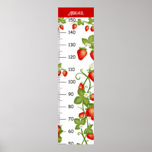 Cute Strawberry Pattern With Leaves Growth Charts