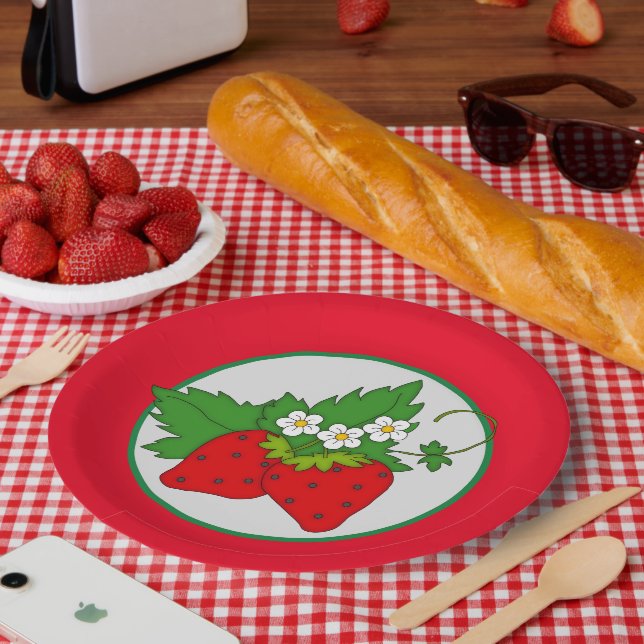 Cute strawberry picking pie making party paper plate (Picnic)