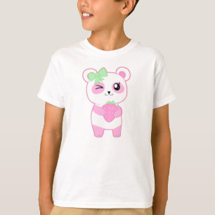 Cute Strawberry pink Kawaii Panda bear T-Shirt
