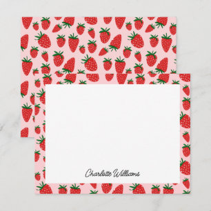 Cute Strawberry Pink Pattern Personalised Card