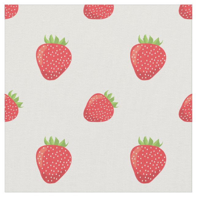 Cute Strawberry Print Cotton Fabric (Close Up)