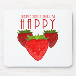 Cute Strawberry Quote Design Kawaii Fruit Mouse Pad