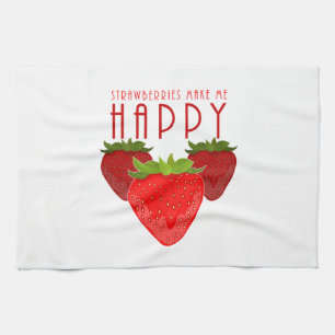 Cute Strawberry Quote Design Kawaii Fruit Tea Towel