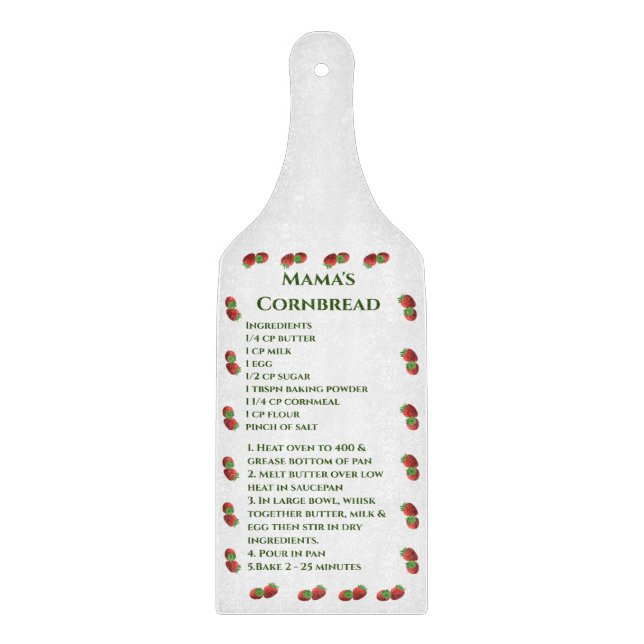 Cute Strawberry Recipe Cutting Board (Front)