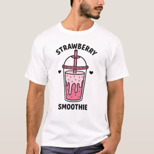 Cute Strawberry Smoothie Kawaii Drink Illustration T-Shirt