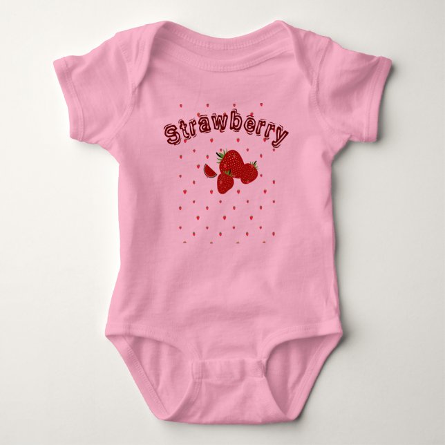 Cute Strawberry  Summer  Baby Bodysuit (Front)