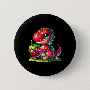 Cute Strawberry Summer Fruit Lover Dinosaur T Rex 6 Cm Round Badge