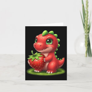 Cute Strawberry Summer Fruit Lover Dinosaur T Rex Card
