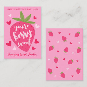 Cute Strawberry Sweet Berries Hearts Valentines Card