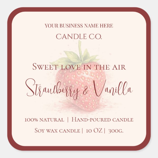 Cute Strawberry - Sweet Valentine Candle Label (Front)