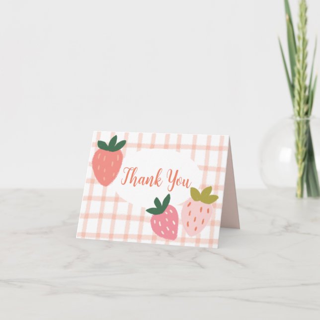 Cute Strawberry Thank You Card (Front)