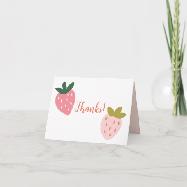 Cute Strawberry Thank You Card (Front)
