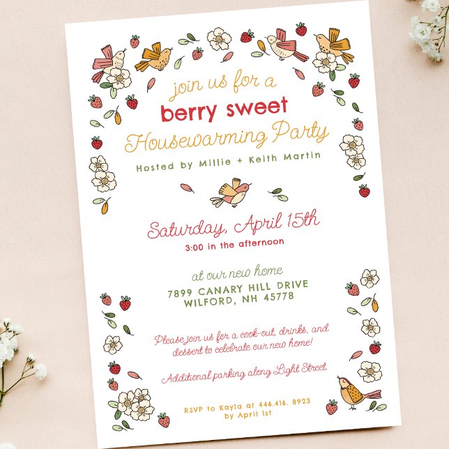 Cute Strawberry Theme New Home Housewarming Party Invitation (Creator Uploaded)