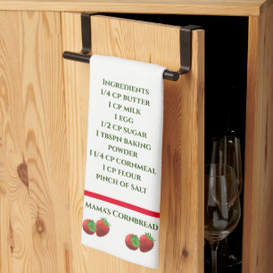 Cute Strawberry Themed Recipe Tea Towel