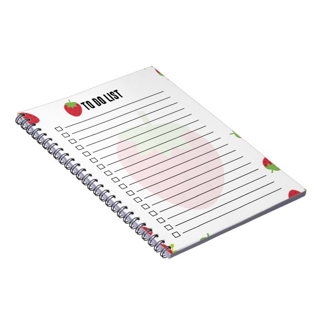 Cute Strawberry To-Do List Notepad Notebook (Right Side)