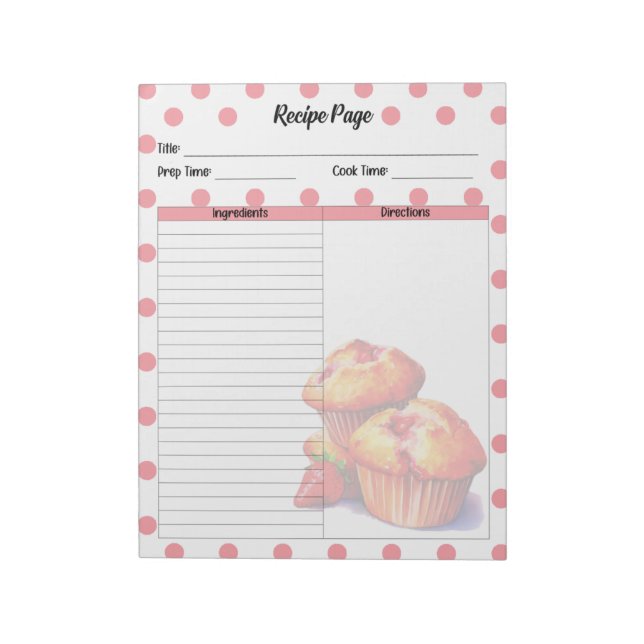 Cute Strawberry Treats Recipe Notepad (Rotated)