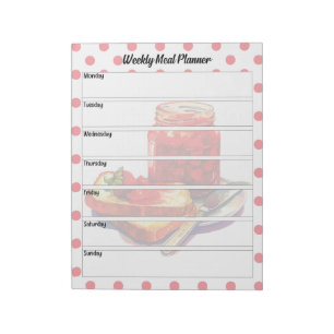 Cute Strawberry Treats Weekly Meal Planner Notepad