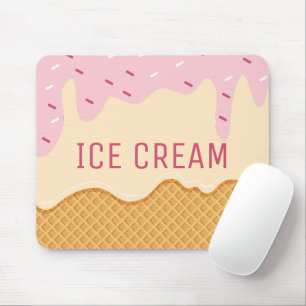 Cute strawberry vanilla ice cream Cute Dessert Mouse Pad