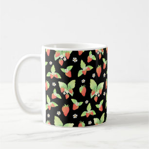 Cute Strawberry Watercolor Botanical Pattern Coffee Mug