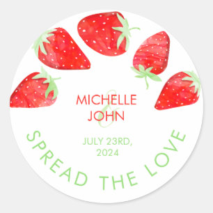 Cute Strawberry Wedding Spread the Love Classic Round Sticker