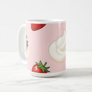Cute Strawberry Whipped Cream Pattern Coffee Mug