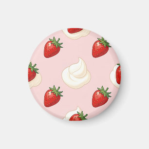 Cute Strawberry Whipped Cream Pattern Magnet