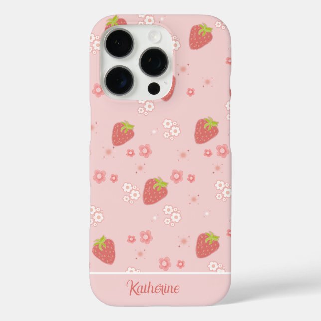 Cute Strawberry with Flowers.  Case-Mate iPhone Case (Back)