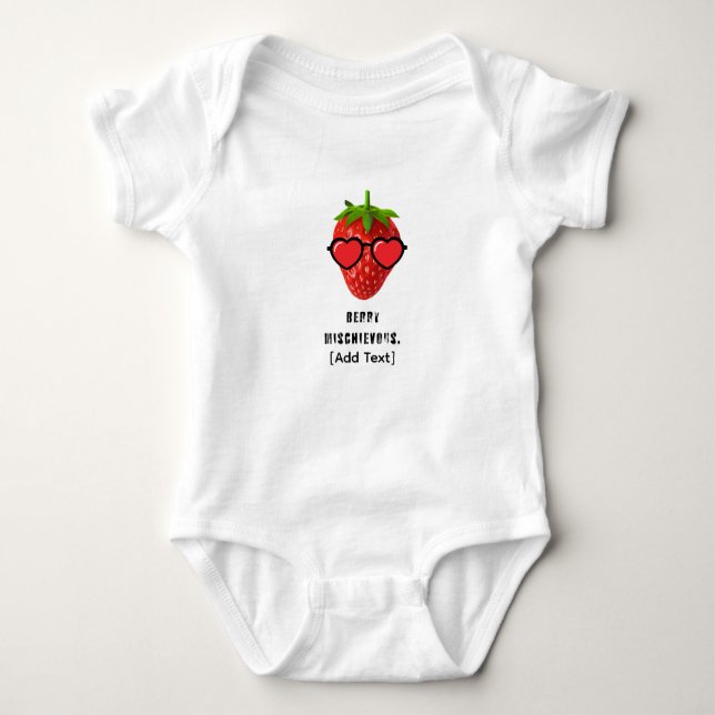 Cute Strawberry with Heart Sunglasses  Baby Bodysuit (Front)