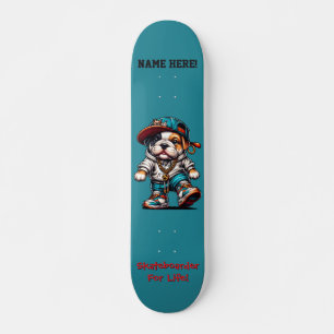 Cute Streetwear Bulldog Skateboard