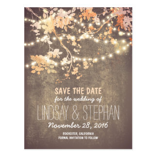 Cute String Lights Rustic Save The Date Postcards Cute String Lights Rustic Save The Date Postcards