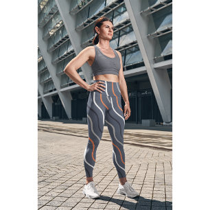 Cute Stripe Gym Yoga  Women Workout Grey Leggings