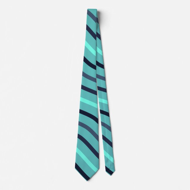 Cute Stripe Wavy Line Geometry  Colourful Blue Tie (Front)