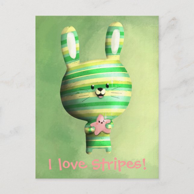 Cute Striped Bunny Postcard (Front)