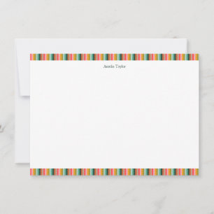 Cute Striped Personalised Stationery Name Holiday Thank You Card
