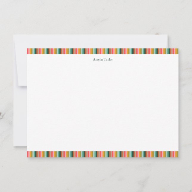 Cute Striped Personalized Stationery Name Holiday Thank You Card (Front)
