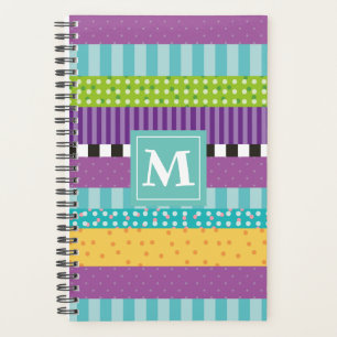 Cute Stripes And Dots Monogram Planner