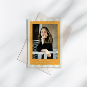 Cute Stripes Scallops Border Grad Announcement