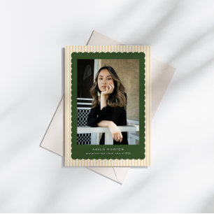 Cute Stripes Scallops Border Grad Announcement